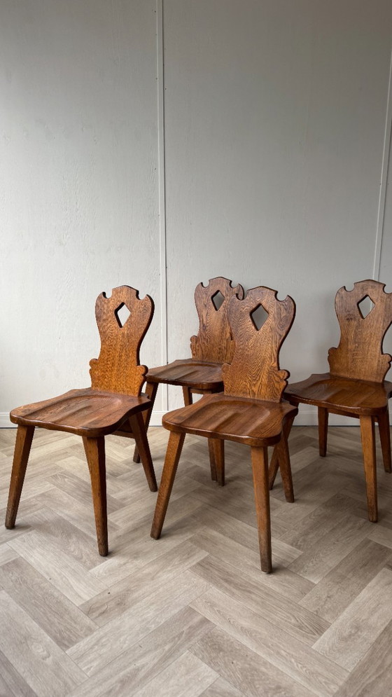 Image 1 of Comfortable brutalistische eiken stoelen