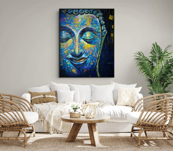 Image 1 of Unique hand-painted Buddha painting “Ocean of Calm” – Seksak Jaichumchen – 100×120 cm