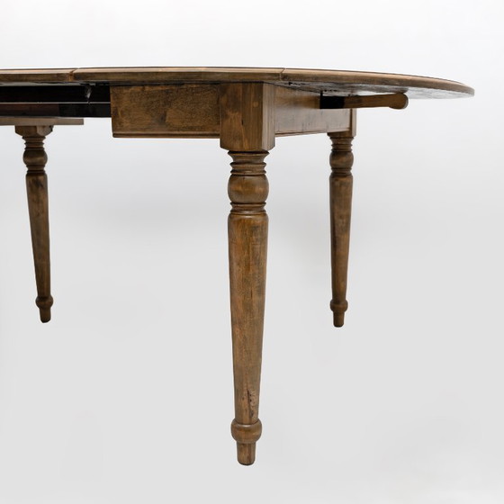 19e-eeuwse Toscaanse iepenhouten uitschuifbare ronde eettafel met vijf bladen – Wood (photo 13 of 13)