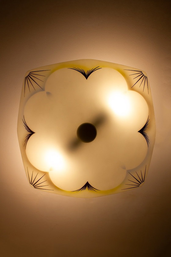 Image 1 of 1950s/60s mid-century art deco ceiling lamp flower