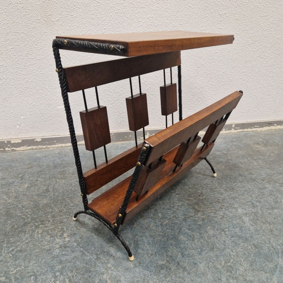 Table à Revues Années 60 Table d'Appoint Porte-revues Porte-journaux – Tables d'appoint, Metal, Wood (photo 10 of 11)