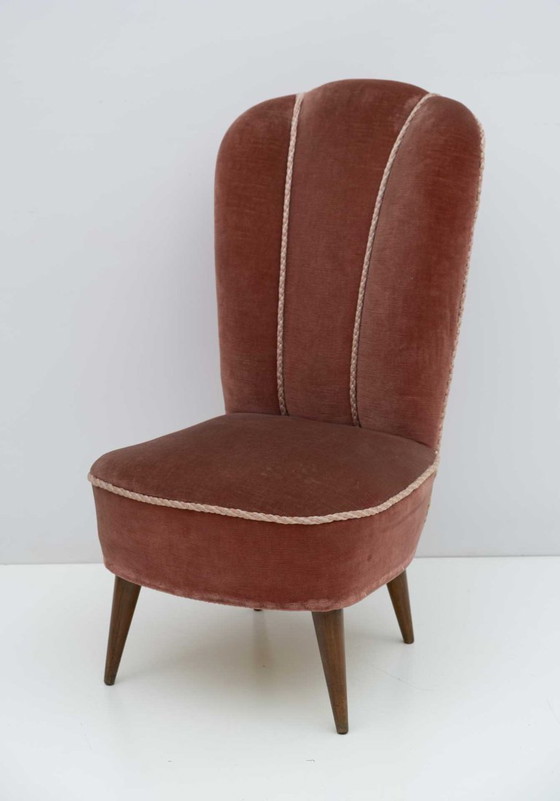 Image 1 of Fauteuil inclinable en velours italien Nello Pini Mid-Century Modern de Novarredo, 50