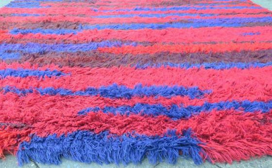 Image 1 of Tappeto a pelo lungo annodato a mano di metà secolo di Walter Mack, etichettato - anni '60