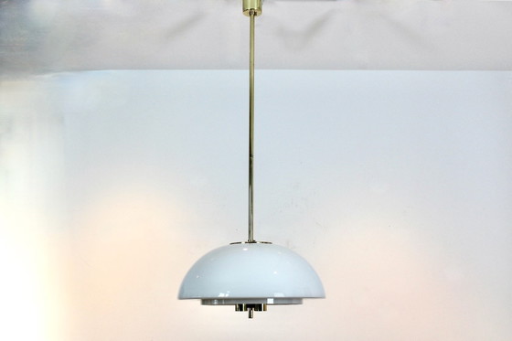 Glashütte Limburg Mushroom Pendant Light in Opal Glass and Brass, Pendant lamps (photo 11 of 13)