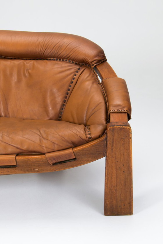 Image 1 of Italian brutalist two-seater sofa by Luciano Frigerio