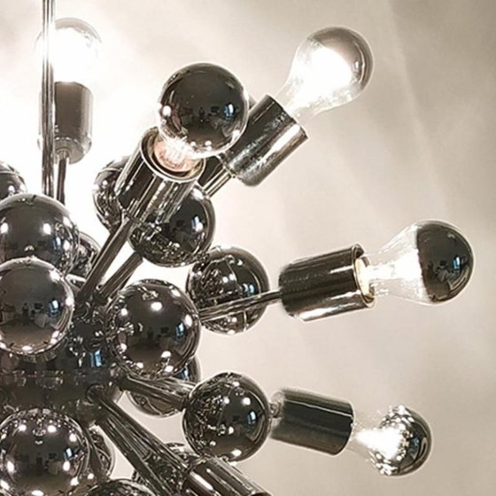 Image 1 of 1970s Astonishing Chandelier Sputnik by Goffredo Reggiani in Chrome. Made in Italy