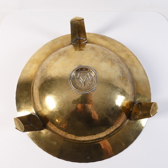 Art Deco handcrafted Brass Bowl with central motif, hallmarked OSK (photo 7 of 8)
