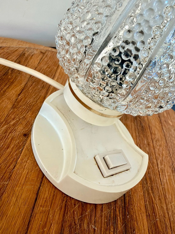 Lampe de table Mid-Century Modern Ice Glass (Style Orion / Neuhaus), Verre, Plastique, Crème (photo 3 sur 5)