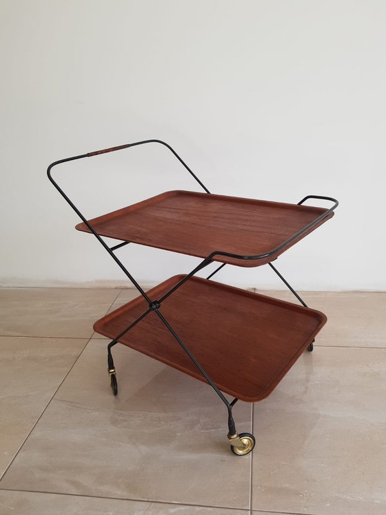 Mid-Century Modern Teak Servierwagen von Paul Nagel f&uuml;r Jie Gantofta, Schweden, 1960er – polished steel (photo 7 of 11)