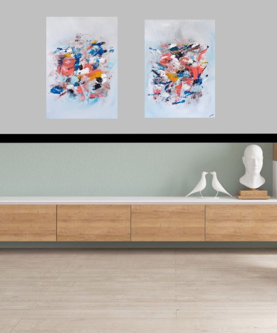 Image 1 of 2 luik abstracte schilderijen