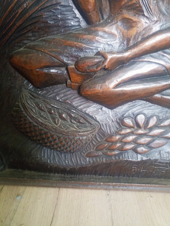 Image 1 of Scultura artistica monumentale brasiliana in legno (102 cm) firmata Lucio (1977)