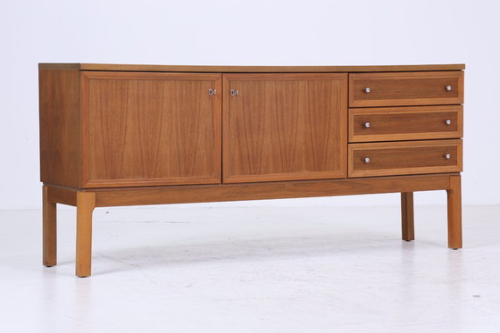 Image 1 of Vintage Noyer Palette Sideboard années 60 | Mid Century TV Board avec compartiments & tiroirs Rétro Bois de rangement #07-10
