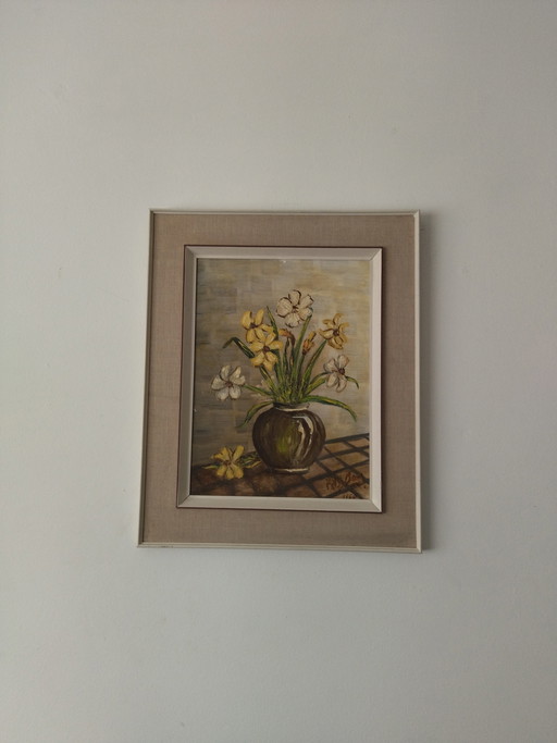 Superb Still Life - Bouquet of Daffodils - Raymond BOVY (1960)