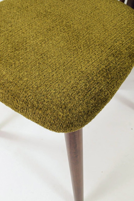 Image 1 of Eetkamerstoelen set van 6, bekleding van donker walnootgroen gras, natuurlijk ontwerp