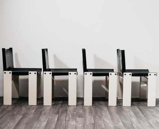 Set of 4 “Monk” chairs by Afra & Tobia Scarpa, Molteni&C, Rare Edition, 1980s Design