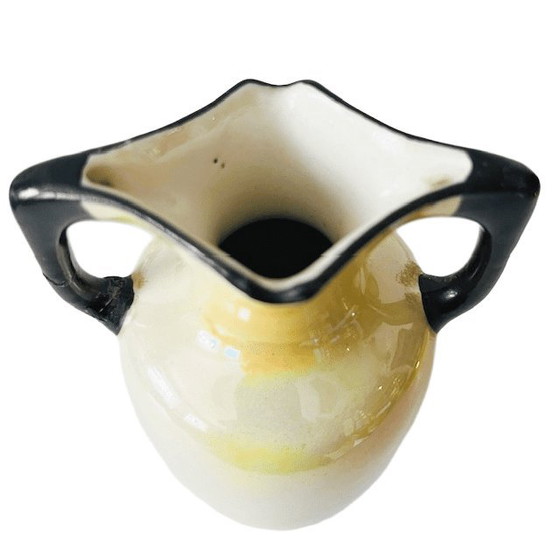 Image 1 of Jarrón de cerámica Art Nouveau amarillo y negro checo, años 20