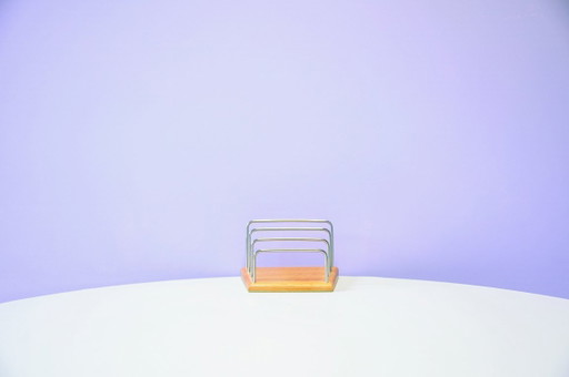 Light wood letter holder chrome rods