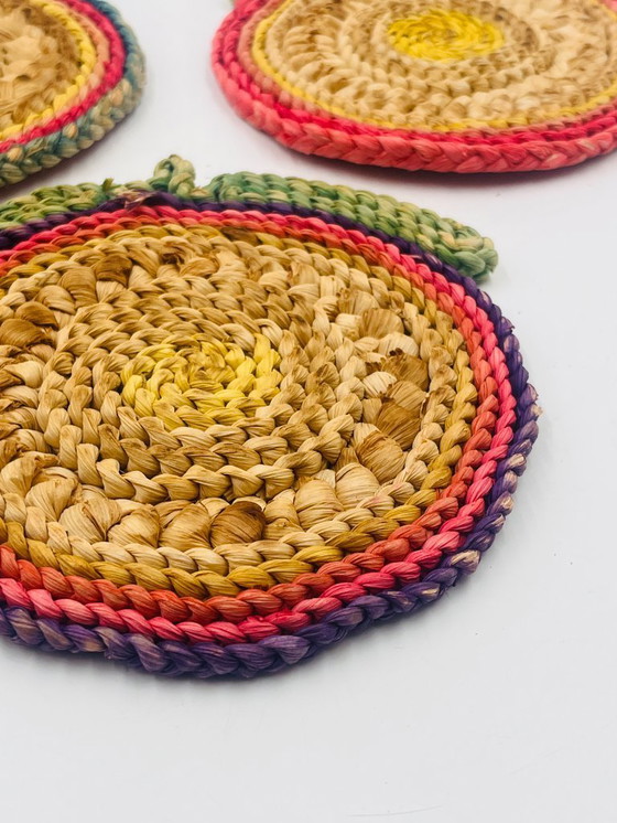 Image 1 of Set di 3 sottopentola in corda vintage