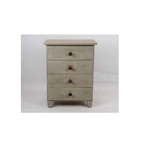 Vintage Gustavian gray painted chest of drawers, 1840s