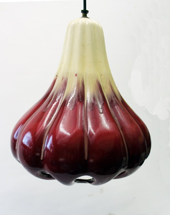 Image 1 of Vintage keramische hanglamp in Faience de Thulin-stijl.