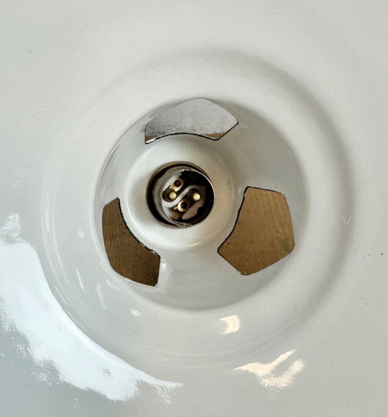 Image 1 of Industriële witte geëmailleerde fabriekshanglamp van Thorlux, jaren 60