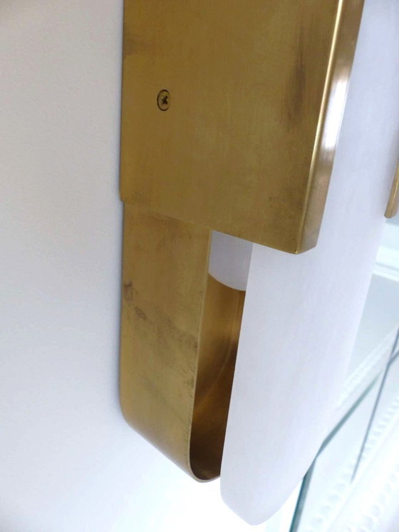 Image 1 of Set aus 2 Wandleuchten „Elongated Melange“ aus Messing und Naturalabaster von VISUAL COMFORT, entworfen von Kelly Wearstler