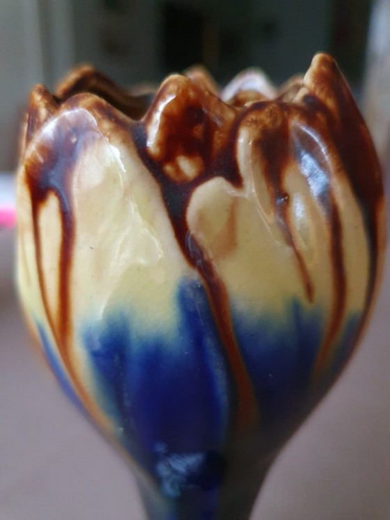 Image 1 of Art Deco vase Thulin Belgium - drip glaze - 1930s