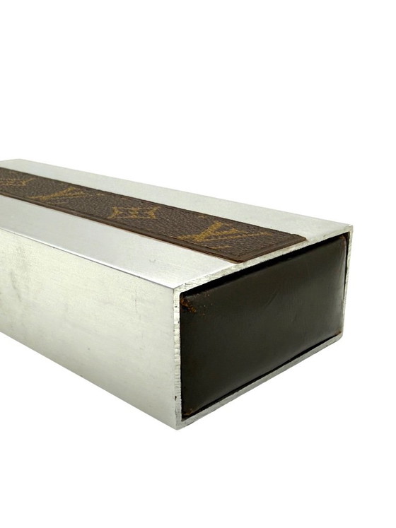 Boîte de jeux de cartes Louis Vuitton, France ca. 1970, Objets déco, Métal, Cuir, Argenté, Modern (photo 2 sur 12)