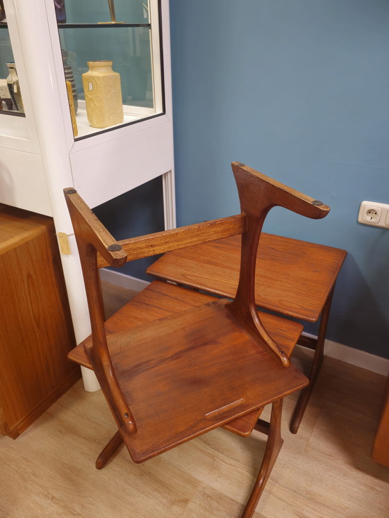 Image 1 of Vintage Teak Mimiset Nesting Bijzettafel Tafeltje 