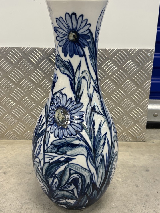 Image 1 of Met de hand beschilderde vaas van vintage keramiek