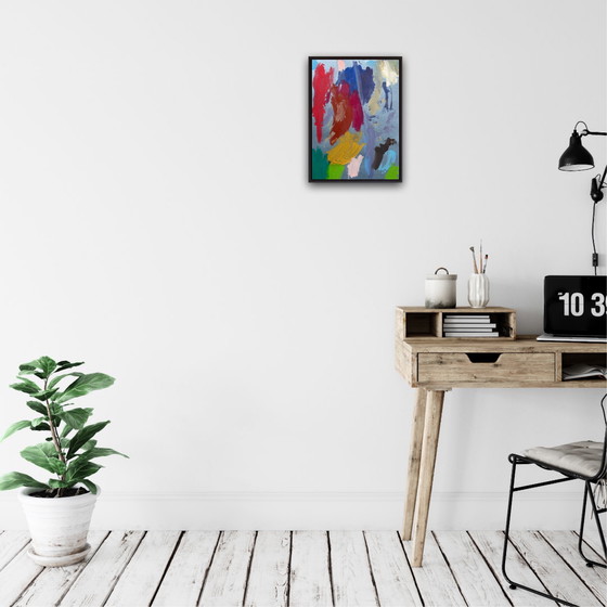 Image 1 of Abstracte gouache op papier, 40x30 cm.