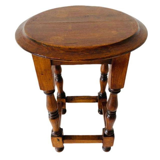 Table d'appoint brocante en bois fruitier