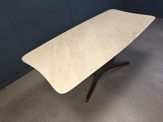 Image 1 of Tavolo da pranzo di metà secolo in palissandro e marmo di Osvaldo Borsani, 1950