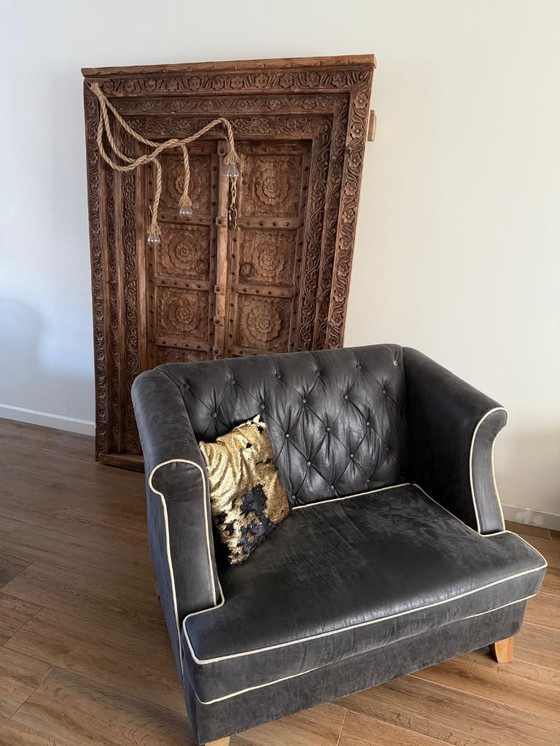 Image 1 of Rivièra Maison leren loveseat (twee stuks beschikbaar)