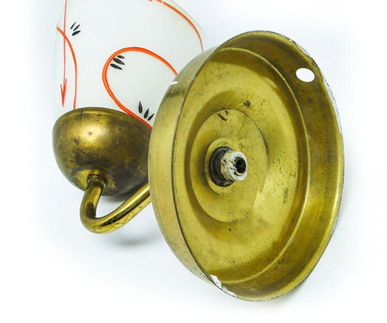 Glass Wall Lamp, Poland, 1950s – Wall lights, Metal (photo 5 of 10)