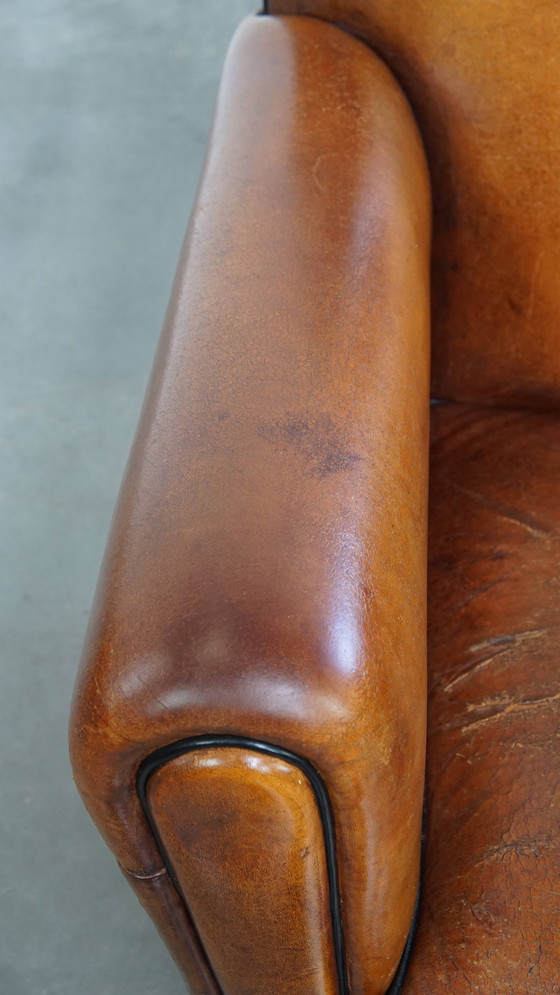 Image 1 of Fauteuil vintage en cuir de mouton de style Art Déco