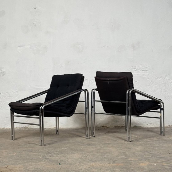 Image 1 of Pair of Bauhaus Style Mid-Century Armchairs