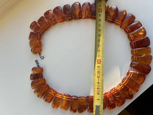 Vintage Baltisch Barnsteen Ketting – Gegradueerde Cognac Ambre