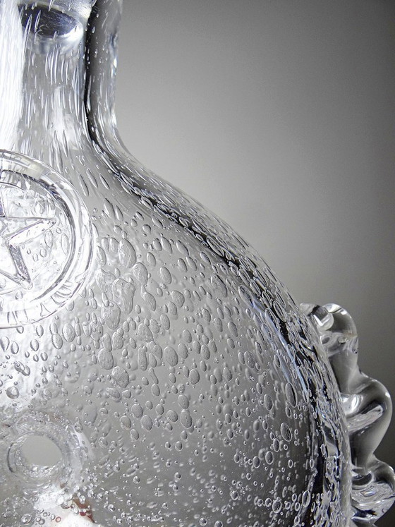 Image 1 of Carafe à cognac Daum France croix de Lorraine en cristal bullé, années 1960-70