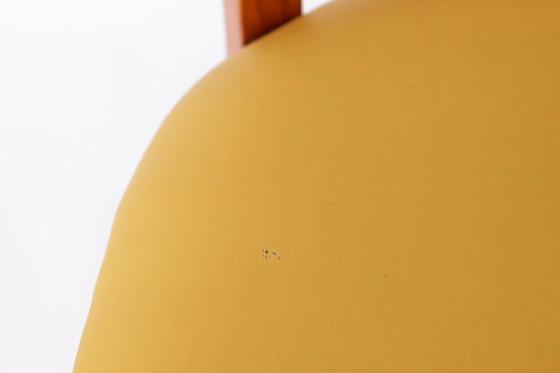 Image 1 of Vintage Beechwood Chair with Yellow Faux Leather Seat – 1960s/1970s German Mid-Century Modern