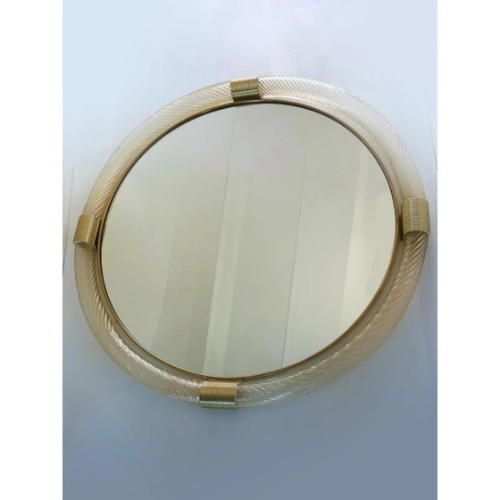 Image 1 of Elegante specchio rotondo in oro stile Murano, modello Barovier.