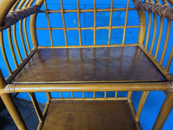 Image 1 of Libreria/mobiletto ad arco in rattan vintage anni '70