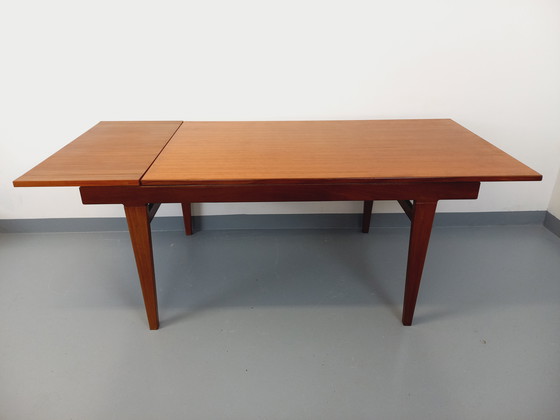 Image 1 of Table à Manger Scandinave Vintage des Années 50 60 en Teck avec Rallonge