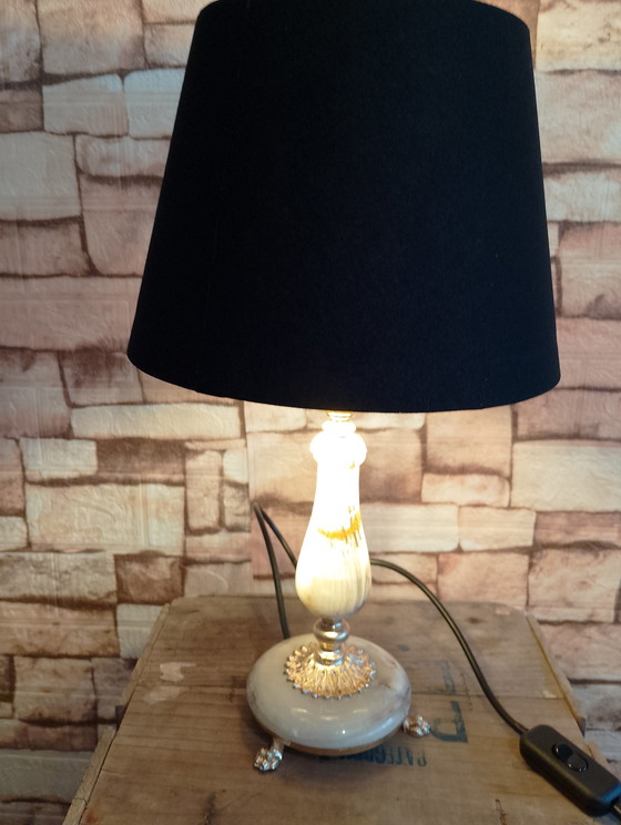 Image 1 of Prestigieuze vintage bronzen onyxlamp, volledig gerestaureerd.
