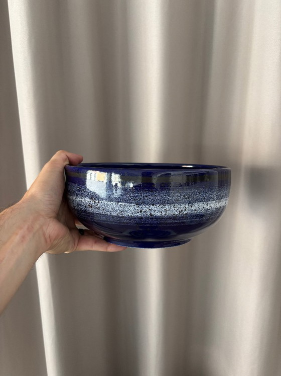 Set vintage di ciotola e piatto in ceramica blu cobalto di Waechtersbach, Germania Ovest. (photo 3 of 13)