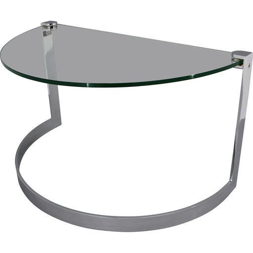Mesa de centro vintage de acero y vidrio de Friedrich Moller para Ronald Schmitt Tische, década de 1980