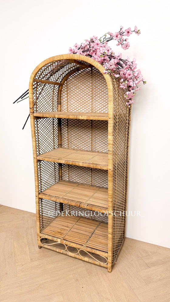 Vintage arch cabinet, Storage cabinet, Bamboo, Wicker, Beige (photo 7 of 7)