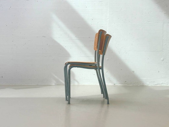 Image 1 of Set aus 6 Formschöne Stapelstühle von Stella, Schweiz, 1950er Jahre