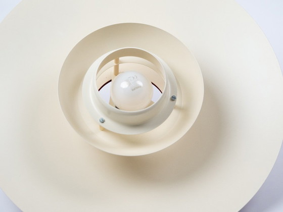 Danish vintage Lyskaer pendant lamp by Bent Nordsted, 1980s, Aluminium, White (photo 9 of 10)