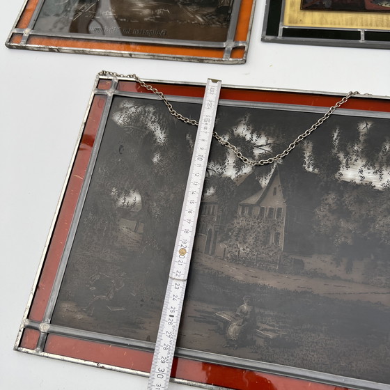 Image 1 of Konvolut dekorativer Glasbilder in Bleiverglasung – Deutschland, ca. 1955–1975